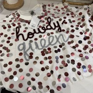 NWT QUEEN OF SPARKLES “Howdy Queen” Aggie Sweater, Size L